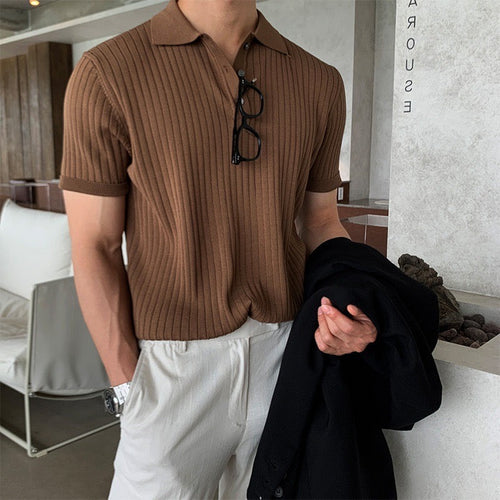 Visconti Knitted Polo Shirt - Marrone