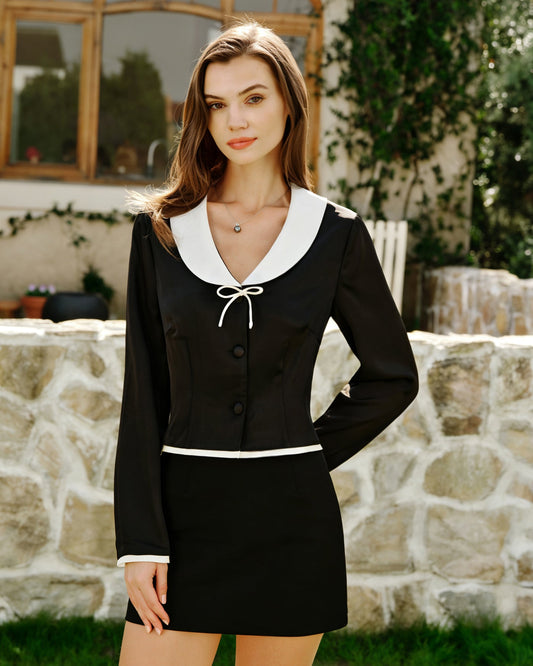 Black Collar Satin Blouse