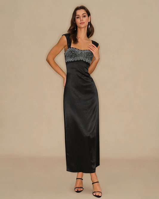 Black A-Line Slip Maxi Dress
